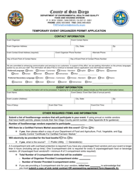 Form DEH:FH-632 Temporary Event Organizer Permit Application - County of San Diego, California, Page 3