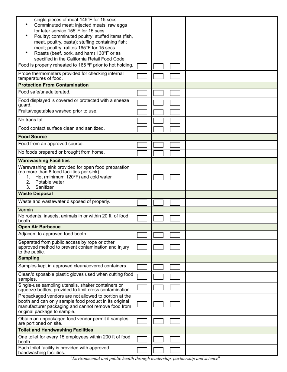 County of San Diego, California Temporary Food Facility Vendor Self ...