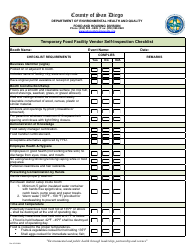 Document preview: Temporary Food Facility Vendor Self-inspection Checklist - County of San Diego, California (English/Arabic)