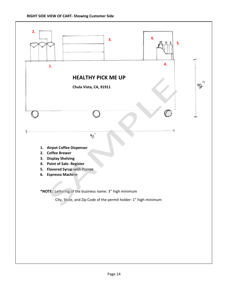 Unpackaged Food Preparation Cart Plan Submittal Package - County of San Diego, California, Page 14