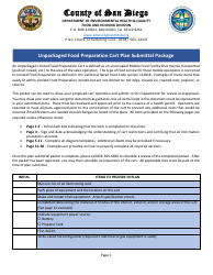 Unpackaged Food Preparation Cart Plan Submittal Package - County of San Diego, California