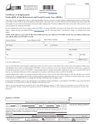 Form F353 Certificate of Employment Under 212 of the Retirement and Social Security Law (Rssl) - New York City