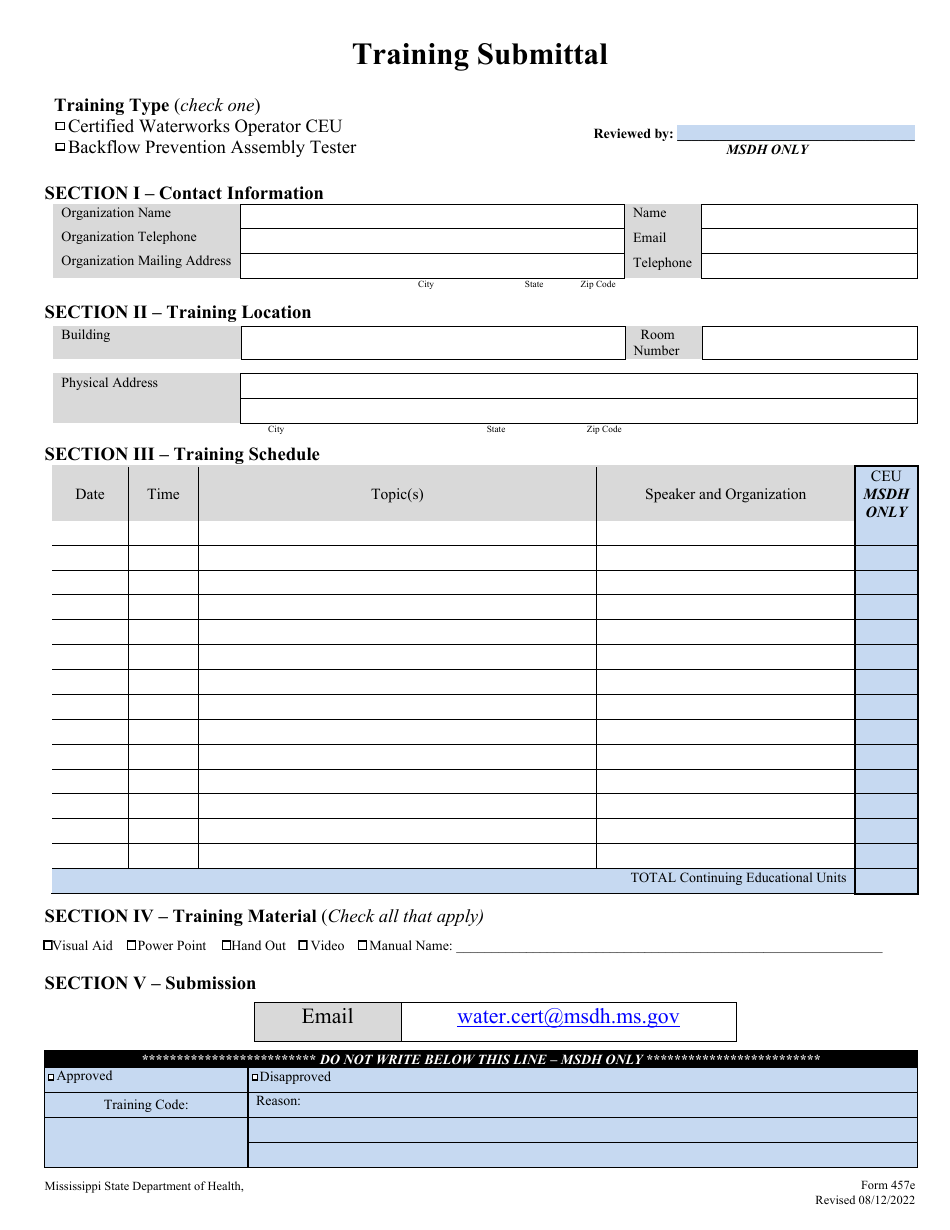 Form 457E Training Submittal - Mississippi, Page 1
