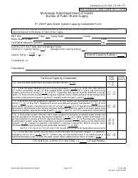 Form 1263 Public Water System Capacity Assessment Form for Non-transient Non-community Systems - Mississippi