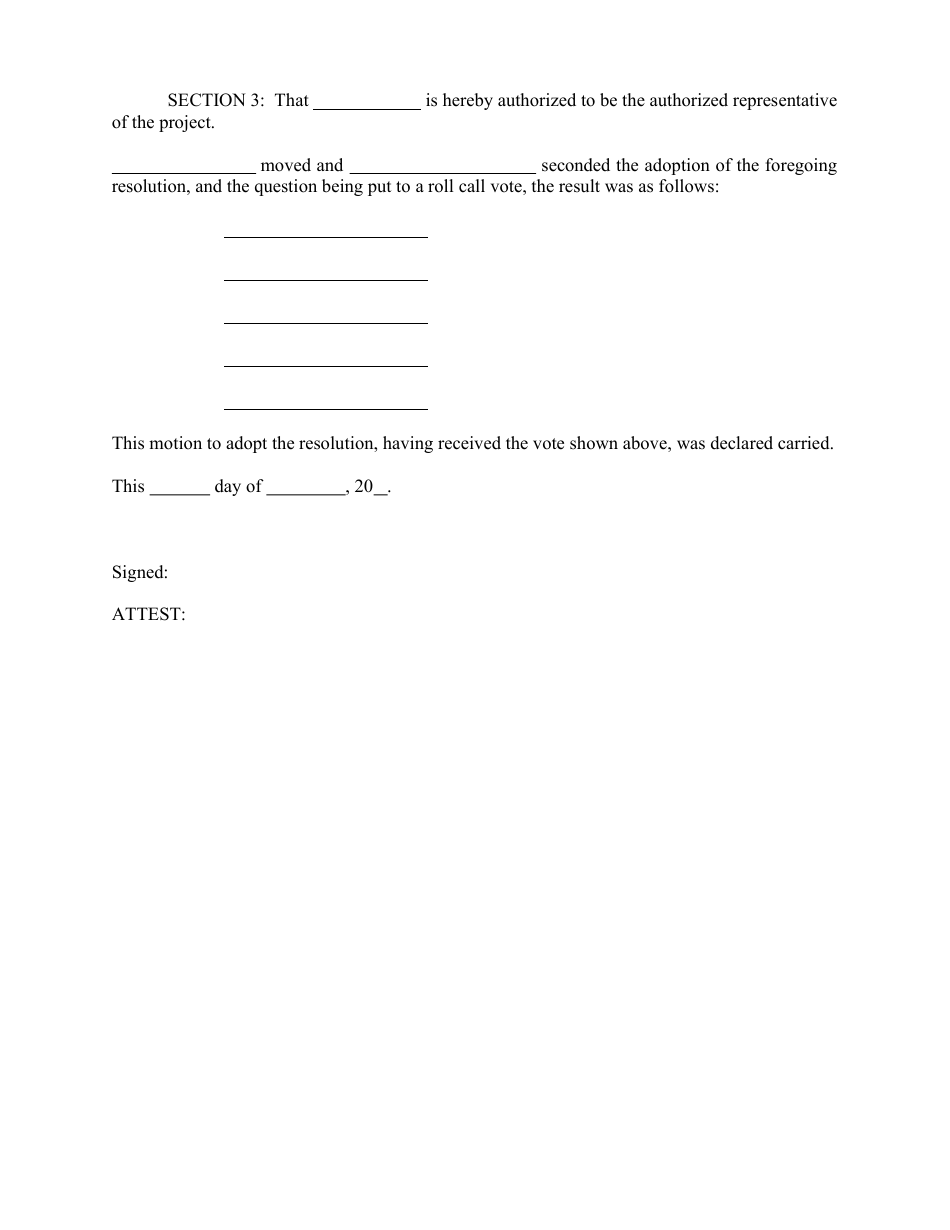 Attachment D Resolution Naming Authorized Representative and Authorizing the Grant Application - Arpa Rural Water Associations Infrastructure Grant Program - Mississippi, Page 2