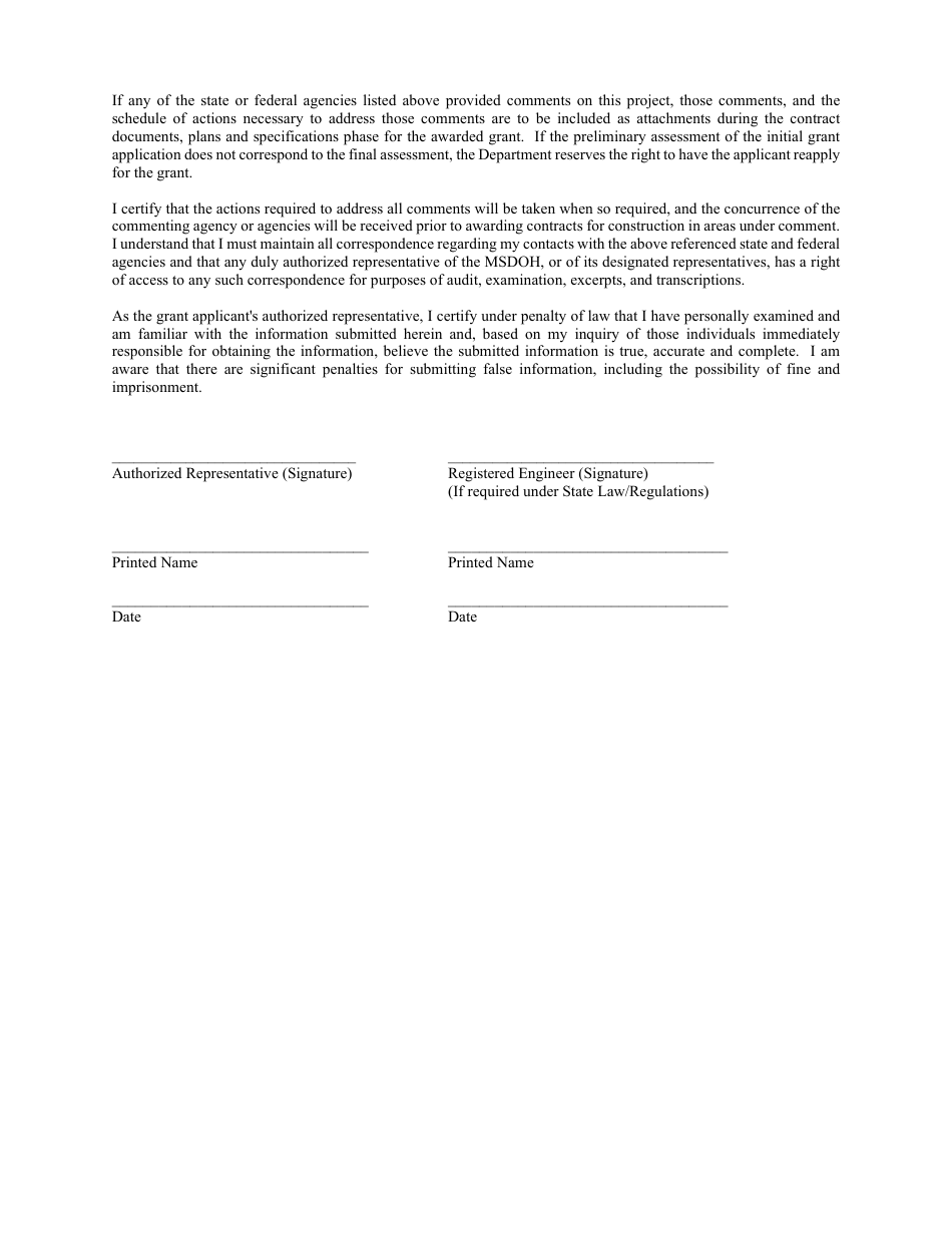 Attachment F Intergovernmental Review Certification - Arpa Rural Water Associations Infrastructure Grant Program - Mississippi, Page 2