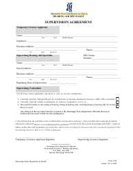 Document preview: Form 1326 Hearing Aid Specialist Supervision Agreement - Mississippi