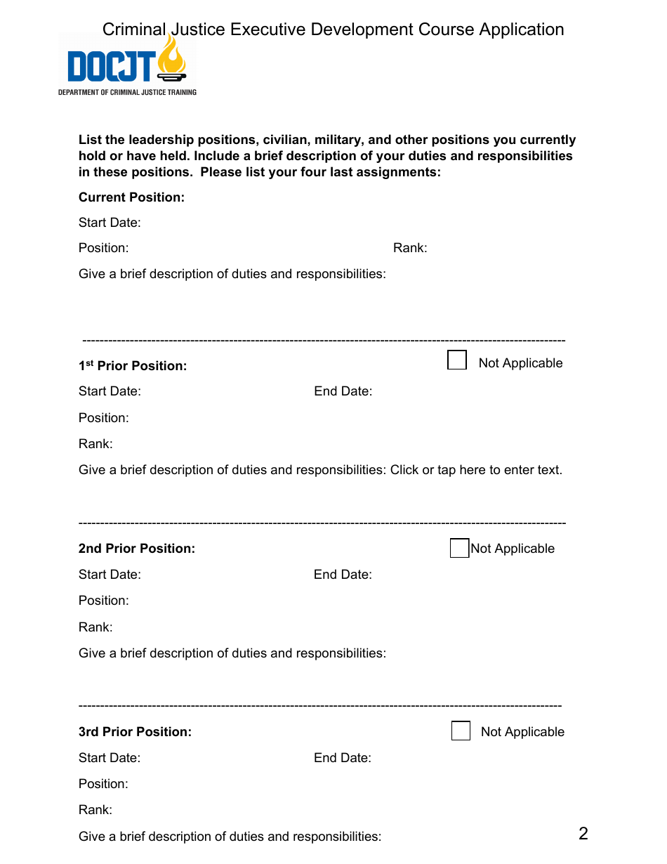Criminal Justice Executive Development Course Application - Kentucky, Page 2