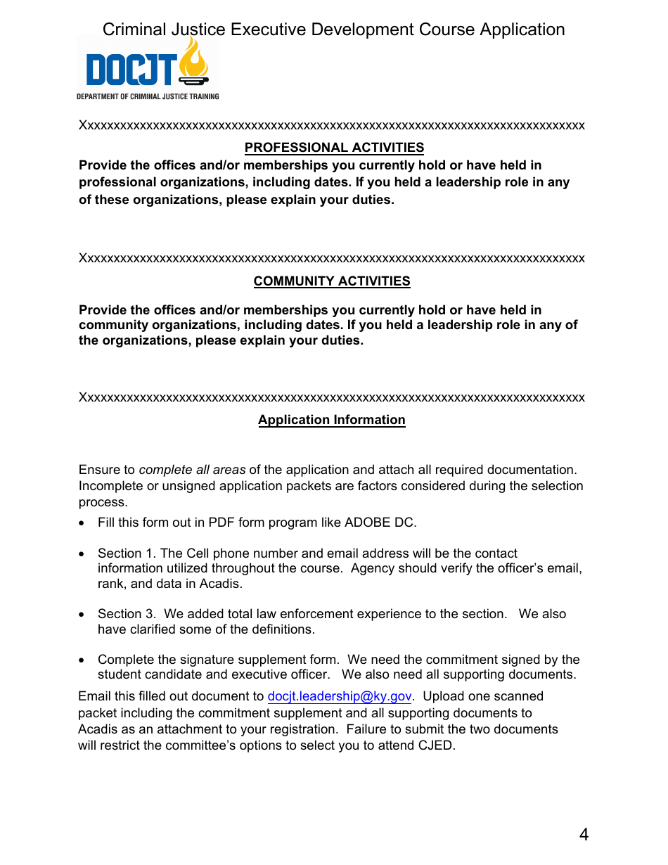 Criminal Justice Executive Development Course Application - Kentucky, Page 4