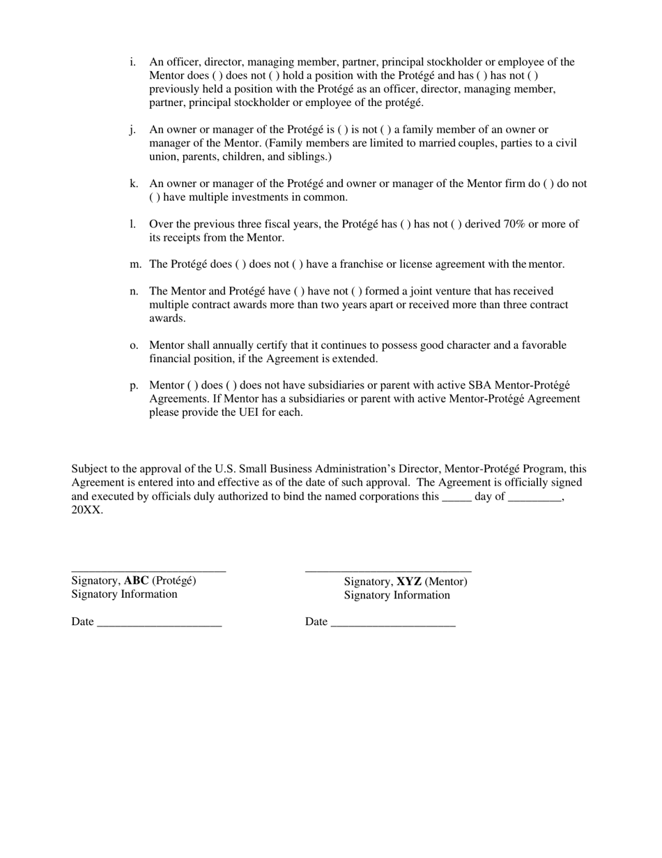 Agreement Template - SBA Mentor-Protege Program - Fill Out, Sign Online ...