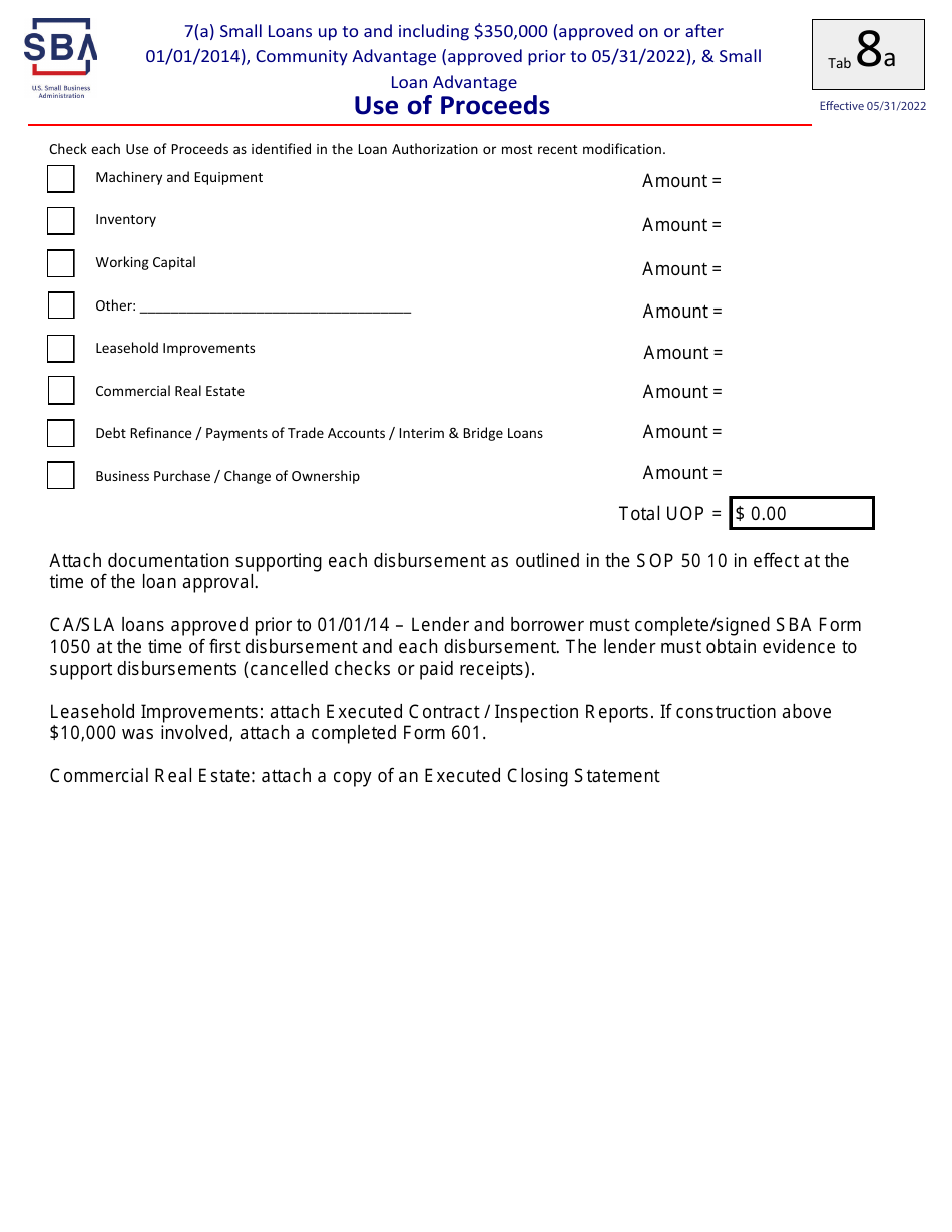 Guaranty Purchase Package Tabs - 7(A) Small Loans up to and Including $350,000 (Approved on or After 01 / 01 / 2014), Community Advantage (Approved Prior to 05 / 31 / 2022),  Small Loan Advantage, Page 17