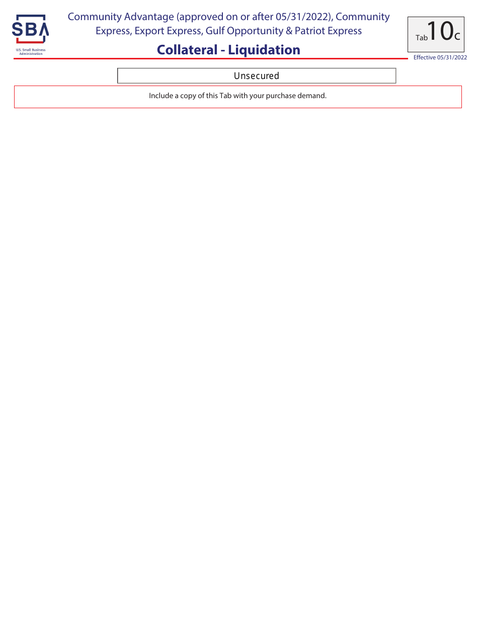 Guaranty Purchase Package Tabs - Community Advantage (Approved on or After 05 / 31 / 2022), Community Express, Express, Export Express, Gulf Opportunity,  Patriot Express, Page 22