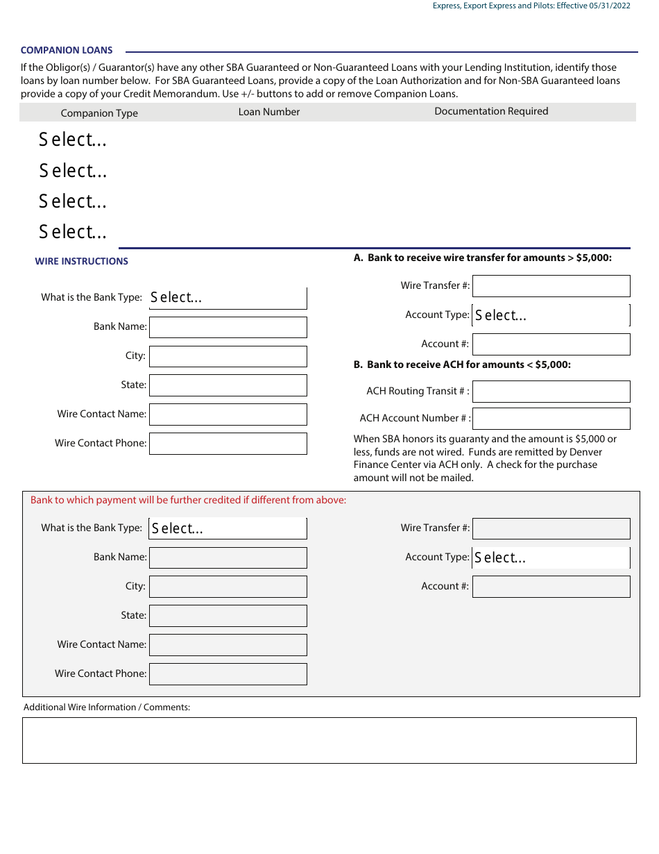 Guaranty Purchase Package Tabs - Community Advantage (Approved on or After 05 / 31 / 2022), Community Express, Express, Export Express, Gulf Opportunity,  Patriot Express, Page 3