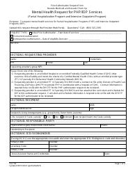 Document preview: Form FA-11B Mental Health Request for Php/Iop Services (Partial Hospitalization Program and Intensive Outpatient Program) - Nevada