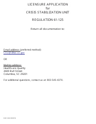 Document preview: DHEC Form 4042 Licensure Application for Crisis Stabilization Unit - South Carolina