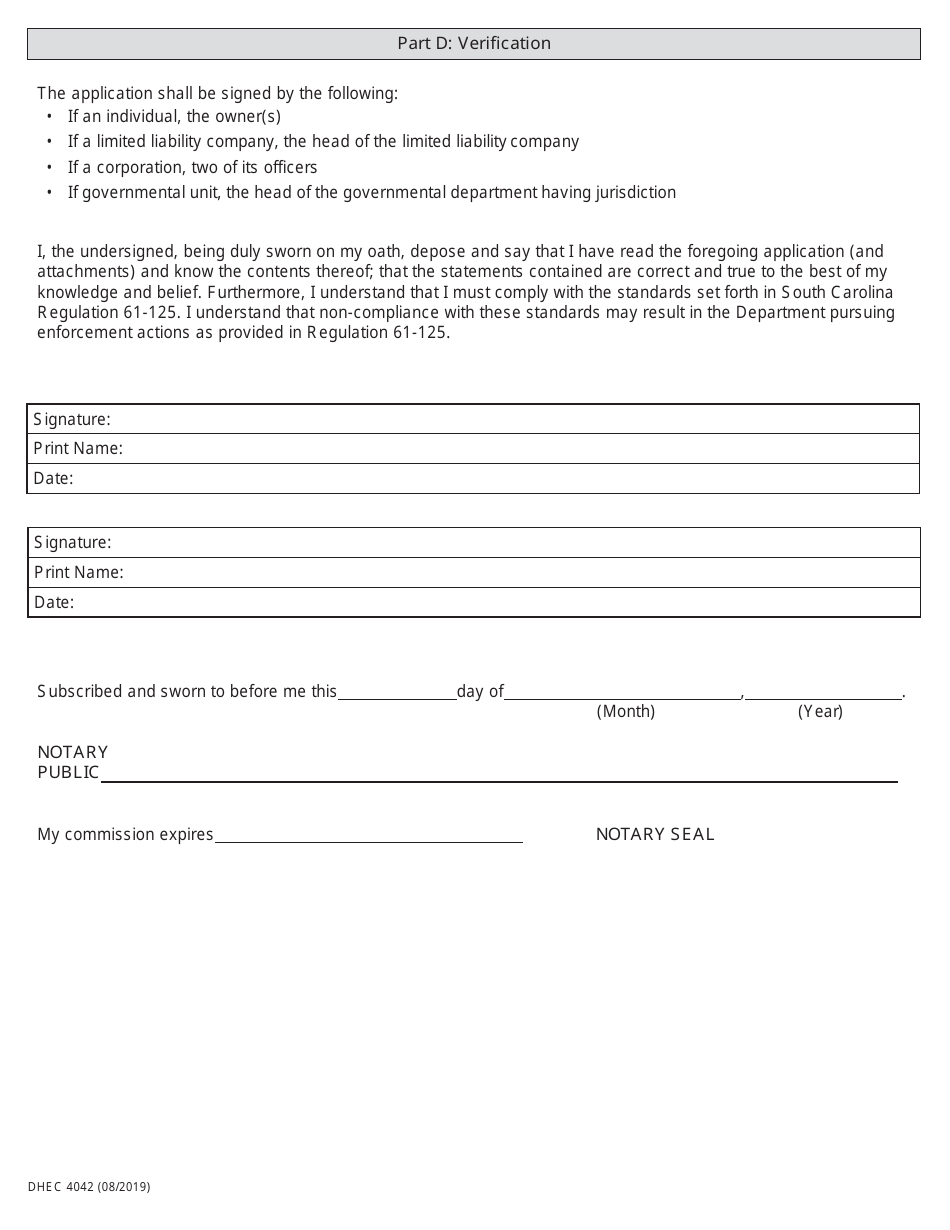 DHEC Form 4042 Licensure Application for Crisis Stabilization Unit - South Carolina, Page 6