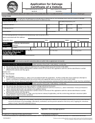 Document preview: Form MV206 Application for Salvage Certificate of a Vehicle - Montana