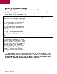 Application for Voluntary Certification for Remote Issuance of Marriage Licenses - Texas, Page 2