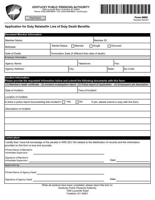 Form 6800  Printable Pdf