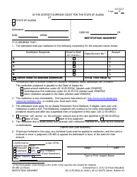 Form CR-465 Restitution Judgment With Continuation Sheet - Alaska