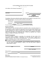Form PG-116 Notice of Conservatorship Hearing (To Interested Persons) - Alaska