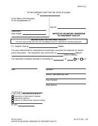 Document preview: Form MC-675 Notice of Voluntary Admission to Treatment Facility - Alaska