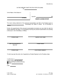 Document preview: Form P-301 Order Closing Estate - Alaska