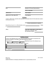 Form P-355 Sworn Statement of Personal Representative to Close Informal Estate - Alaska, Page 2
