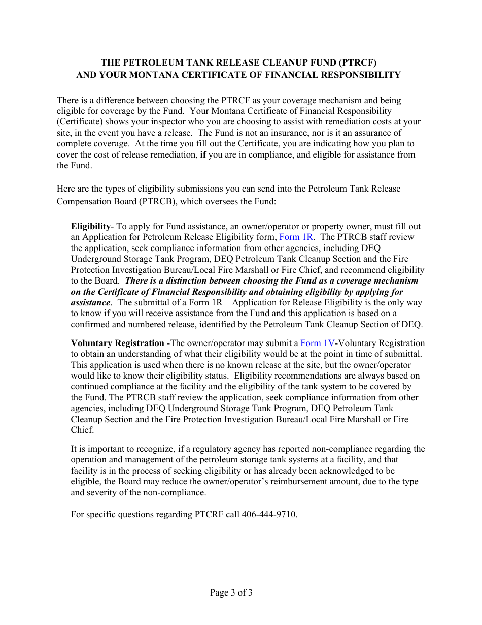 Montana Certificate of Financial Responsibility - Montana, Page 3