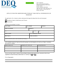 Document preview: Application for Underground Storage Tank Installer/Remover or Remover - Montana