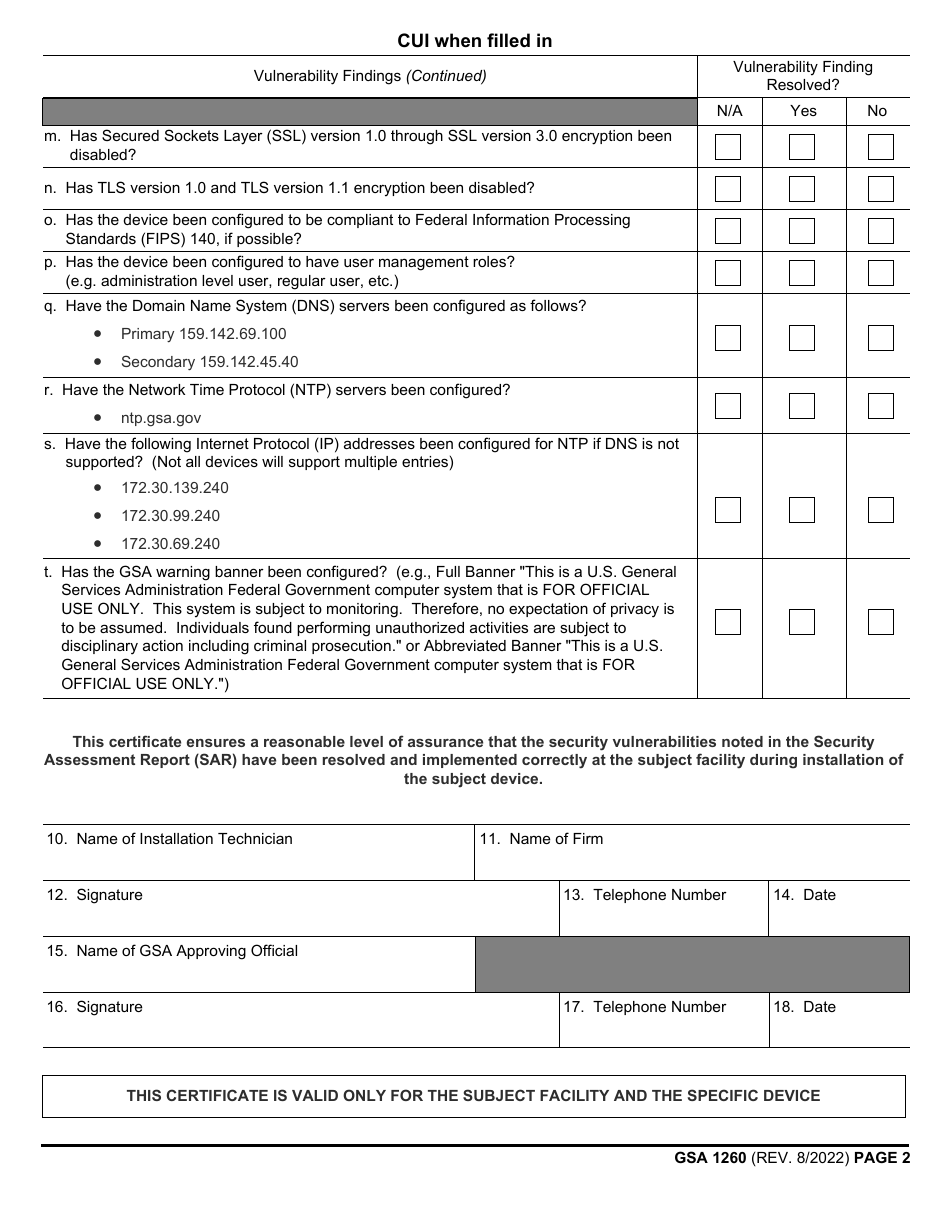 Gsa Form 1260 Fill Out Sign Online And Download Fillable Pdf