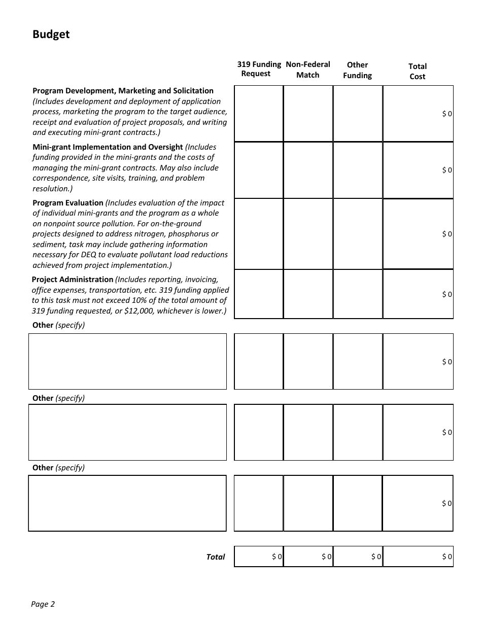 319 Application Form - Mini-Grant Programs - Montana, Page 2