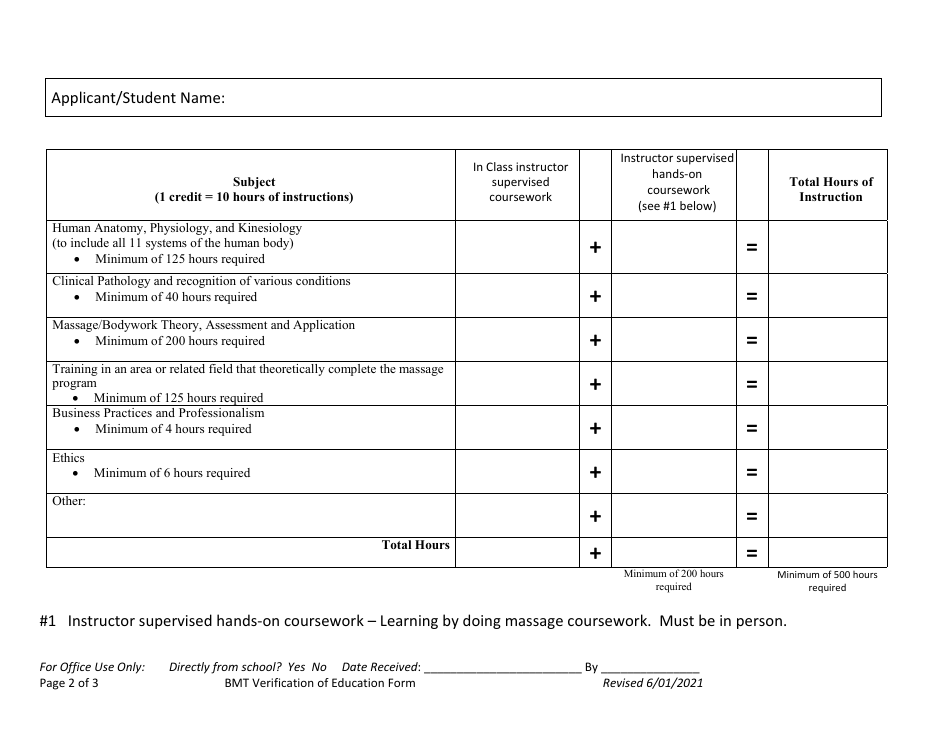 Verification of Education Form - South Dakota, Page 2