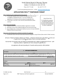 Application for 2nd Temporary Permit - South Dakota
