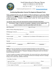 Continuing Education Course Pre-approval Request Form - South Dakota