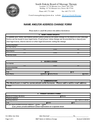 Name and/or Address Change Form - South Dakota