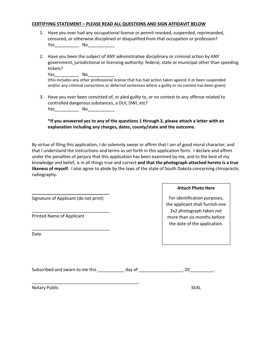 Chiropractic X-Ray Application - South Dakota, Page 4