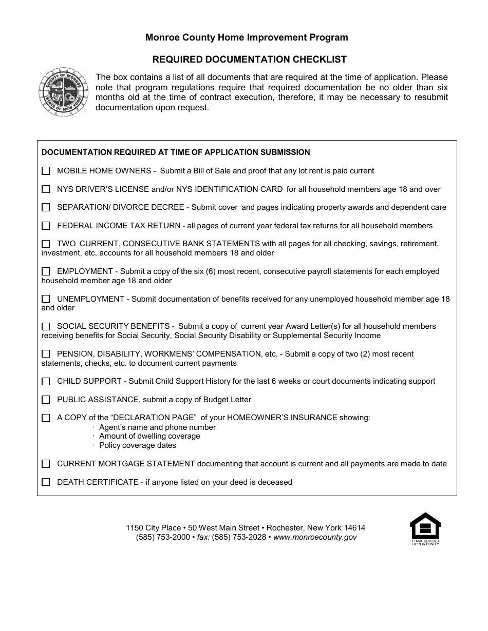 Application Form - Home Improvement Program - Monroe County, New York, Page 2