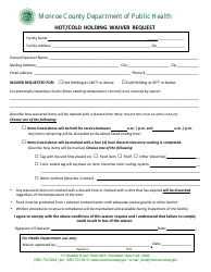 Document preview: Hot/Cold Holding Waiver Request - Monroe County, New York