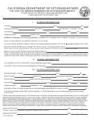 Form DVS-40 Application - College Fee Waiver Program for Veteran Dependents - California