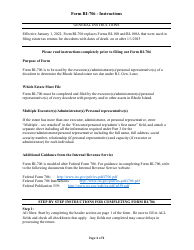 Document preview: Instructions for Form RI-706 Estate Tax Return - Date of Death on or After 1/1/2015 - Rhode Island