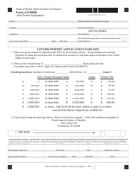 Document preview: Form LIT-REN Litter Permit Application - Rhode Island, 2023