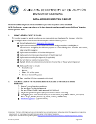 Initial Licensure Inspection Checklist - Louisiana