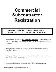 Commercial Subcontractor Registration Application - Arkansas, Page 2