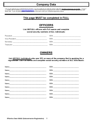Commercial Subcontractor Registration Application - Arkansas, Page 7