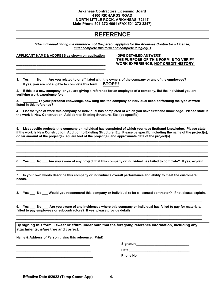 Temporary Commercial Licensing Application - Arkansas, Page 4
