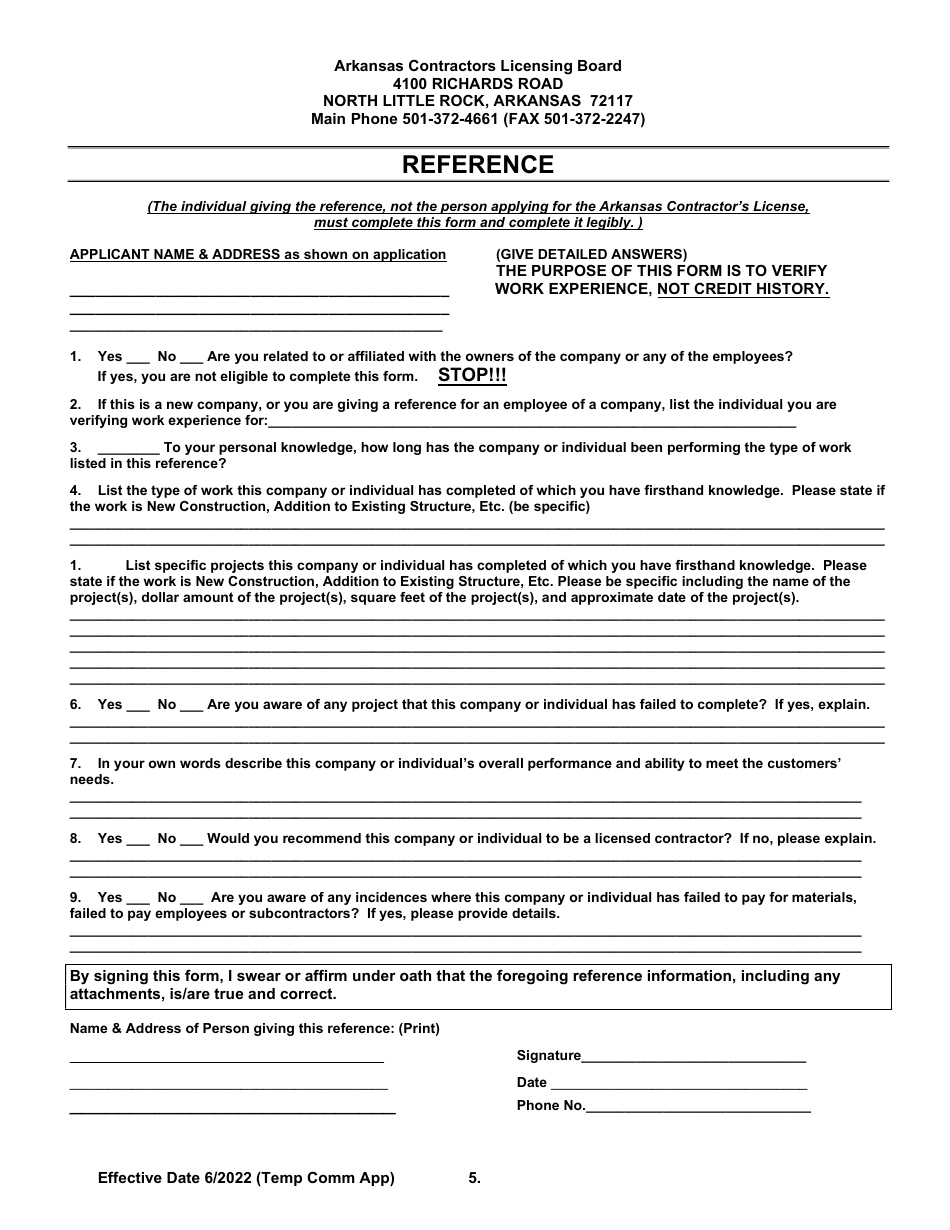 Temporary Commercial Licensing Application - Arkansas, Page 5