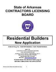 Residential Builders New Application - Arkansas
