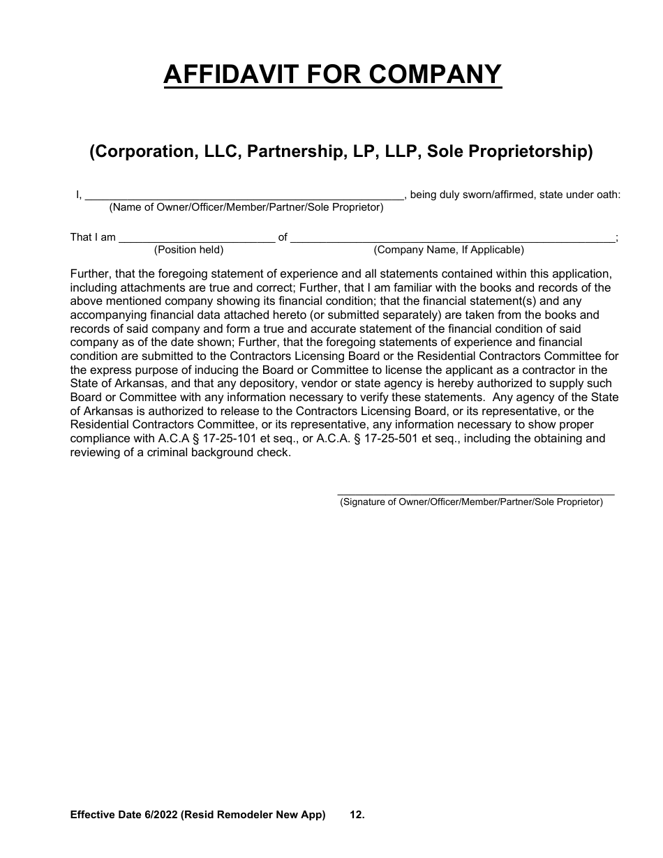 Residential Remodeler New Application - Arkansas, Page 12