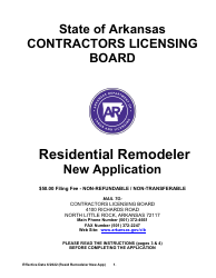 Residential Remodeler New Application - Arkansas